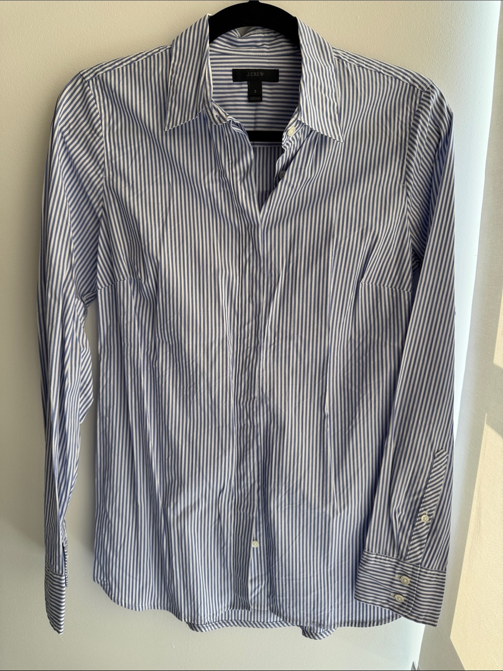 J. Crew Blue and White Striped Dress Shirt
